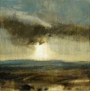 Spring Sunset Cerulean, 40cm, oil on canvas, Discerning Eye Exhibition November 2017, London Invited Artist – selector Miranda Richardson – Mall Galleries, London SW1, SOLD