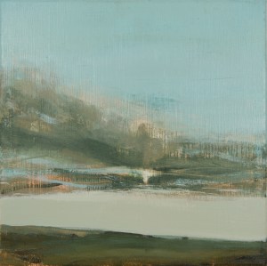 Teal Sky en plein air, 30cm x 30cm, oil on canvas, SOLD