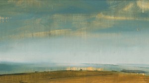 SOLD - Teal Landscape 28cm oil on archival paper